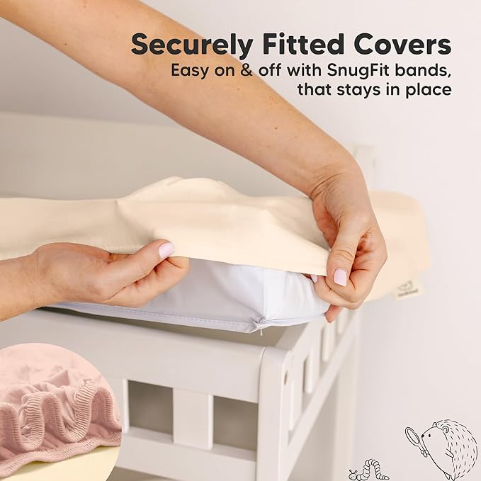2-Pack Baby Changing Pad Cover for Girl, Boy - 34x18 Soft Viscose Derived from Bamboo Baby Diaper Changing Table Pad Cover Sheets, Neutral, Snug Fit Nursery Diaper Change Sheets (Cameo)