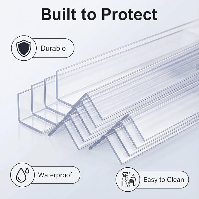 Clear Self-Adhesive Mini Wall Corner Protectors, Cute Corner Guards & Edge Protector for Wall Door Frame Cabinet Baseboard & Door, Table, Stair, Easy to Cut (1.7x40.6cm/0.67x16in)