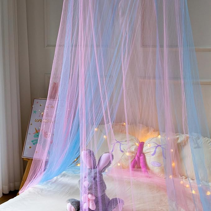 Princess Pink Blue Bed Canopy for Girls Bed Net,Princess Canopy for Kids Bed Room Decor