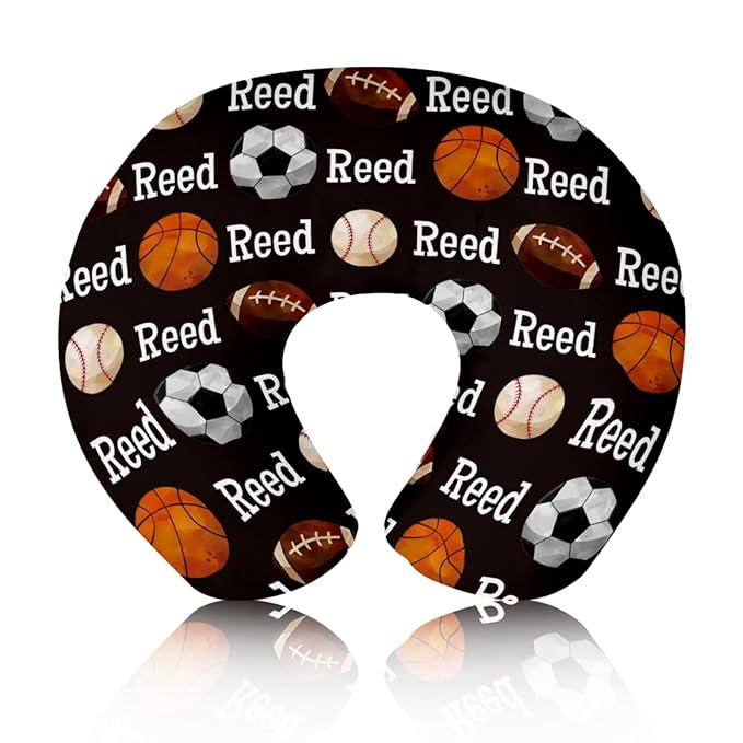 Baby Nursing Pillow Cover - Personalized Name Ball Theme Breastfeeding U-Shaped for Bottle Feeding, Ultra Soft Comfortable Breastfeeding Pillow Cover for Infant Baby Boys and Girls