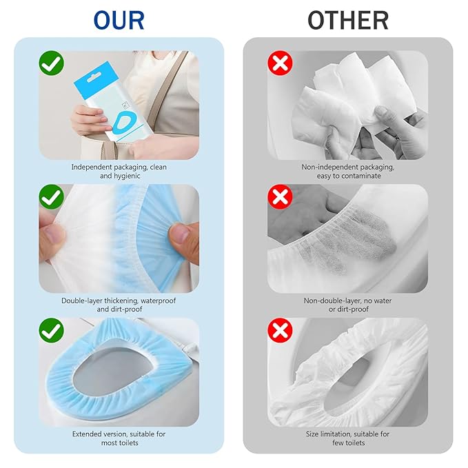 20 Pack Disposable Toilet Seat Cover Waterproof Non-Woven Fabric, Disposable Toilet Seat Covers for Travel, Disposable Seat Covers for Outing Hotel Hospital Public Toilet (Print+Green)