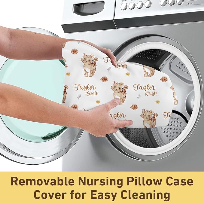 Dyoart Custom Baby Nursing Pillow Cover for Nursing, Cat Design Removable Nursing Covers for Breastfeeding Pillows, Ultra Soft Comfortable Slipcover for Newborn Baby Boys and Girls