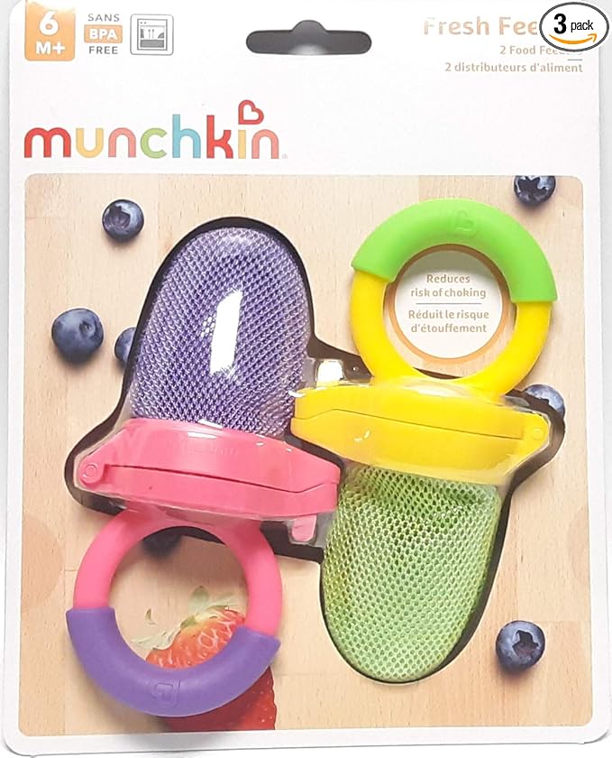Munchkin Fresh Food Feeders, 6+ Months, 2 ct of Assorted Colors (Pack of 3)