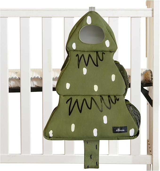 SUNEVNO Baby Diaper Caddy Organizer Hanging Diaper Stacker, Baby Crib organizer Classified Storage for Changing Table Crib Playard or Wall & Nursery Organization (Pine Tree)