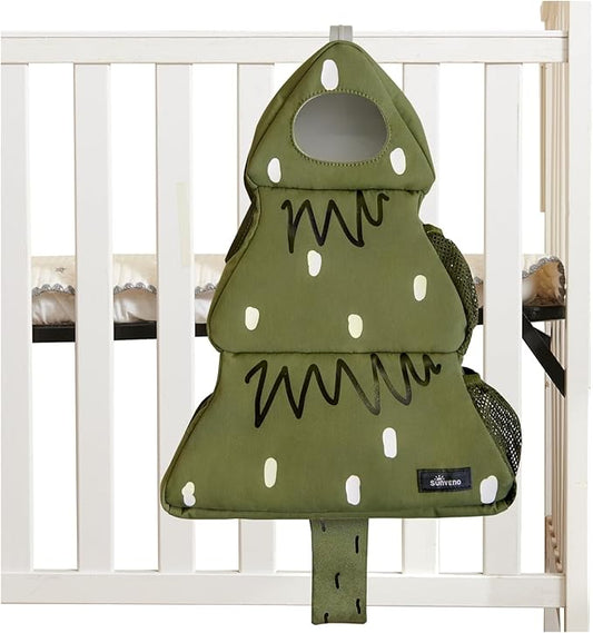 SUNEVNO Baby Diaper Caddy Organizer Hanging Diaper Stacker, Baby Crib organizer Classified Storage for Changing Table Crib Playard or Wall & Nursery Organization (Pine Tree)