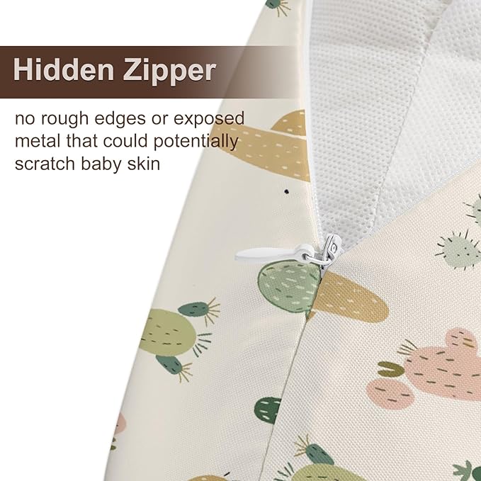 Western Cactus Pattern Nursing Pillow Cover, Unisex Removable Breastfeeding Pillowcase Slipcover for Baby Girls Boys Newborns Toddlers, Cover Only