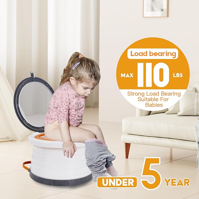 SunnySmile Portable Toilet for Kids,Portable Potty Seat for Toddler Travel,Travel Potty with Travel Bag, Applicable to Camping, Indoor/Outdoor Use, Includes 45 Replacement Bags (Grey)