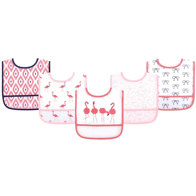 Yoga Sprout Waterproof Bibs, 5 Pack, Flamingo