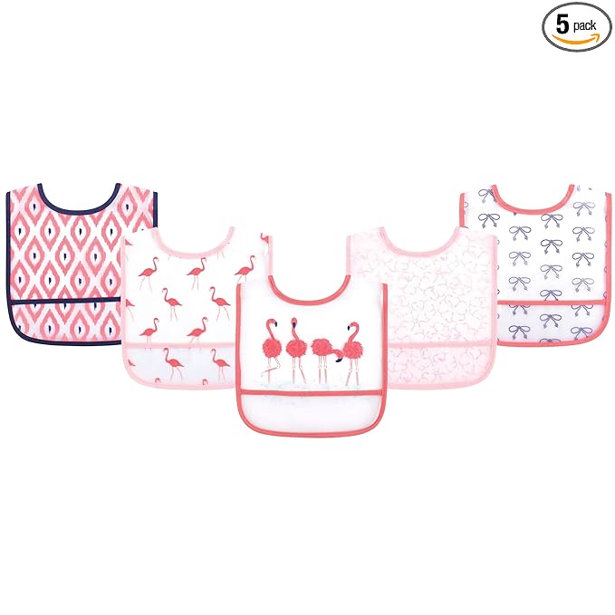Yoga Sprout Waterproof Bibs, 5 Pack, Flamingo
