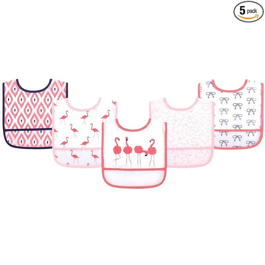 Yoga Sprout Waterproof Bibs, 5 Pack, Flamingo