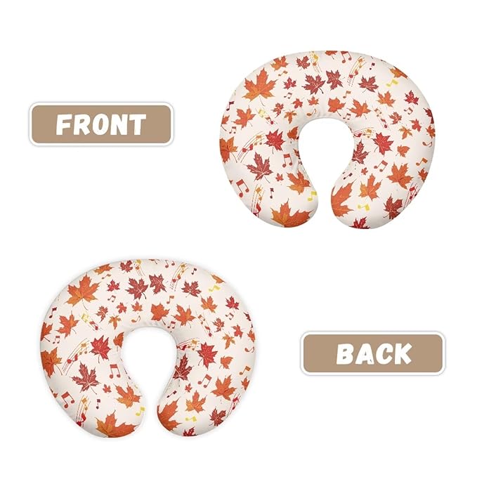 Maple Leaves and Music Note Nursing Pillowcase Newborn U-Shaped Breastfeeding Pillowcase Cushion Cover Breathable and Easy to Clean Fall Decor