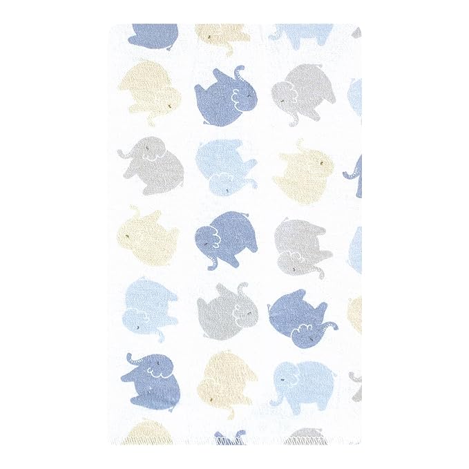 Hudson Baby Unisex Baby Cotton Flannel Burp Cloths 10-Pack, Multi Color Boy Elephant, One Size