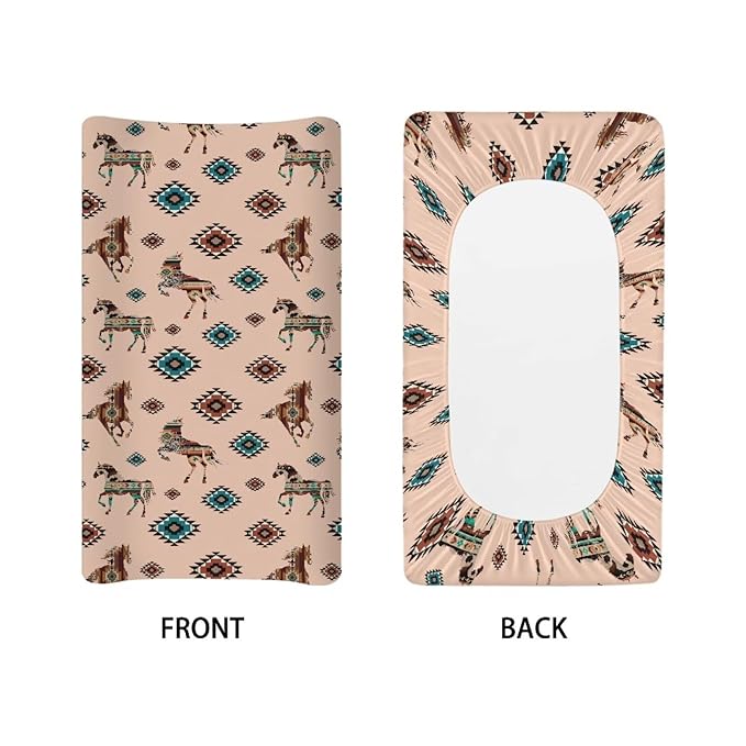 Western Diaper Change Table Covers Tribal Horse Changing Pad Cover for Baby Breathable Changing Mat Cover for Baby Girls Boys Gift for Friends