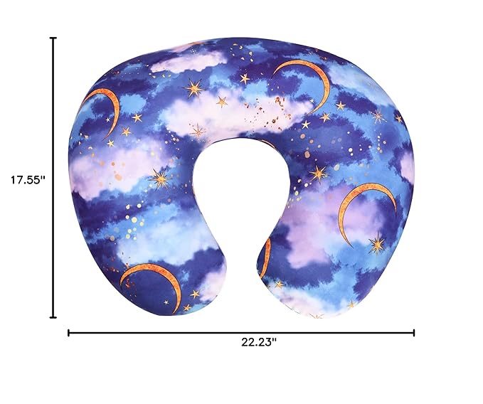 DILIMI Nursing Pillow Cover Stretchy Removable Cover for Breastfeeding Pillows, Ultra Soft Comfortable Slipcover for Baby Girl and Boy, Moon