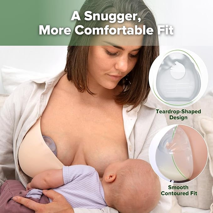 haakaa Halo Silicone Breast Milk Collector - Wearable Manual Breast Pump for Breastfeeding, Hands Free Reusable Breast Milk Shells with Cleaning Brush - 3oz/90ml, 2 Count