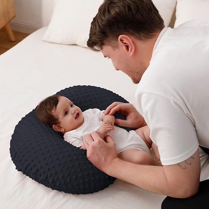 Nursing Pillow Cover, Breastfeeding Pillow Slipcover Snugly Fits for Nursing Pillow for Baby Boys and Girls, Premium Quality Microfiber, Ultra Soft Comfortable (Black)