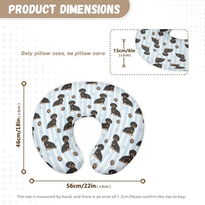 Jeiento Blue StripesNursing Pillow Case Cartoon Dachshund Dog Nursing Pillow Covers for Breastfeeding Elastic U-Shaped Feeding Pillow Covers Premium Quick-Dry Fabric Cover Slipcover,for Women Newborn