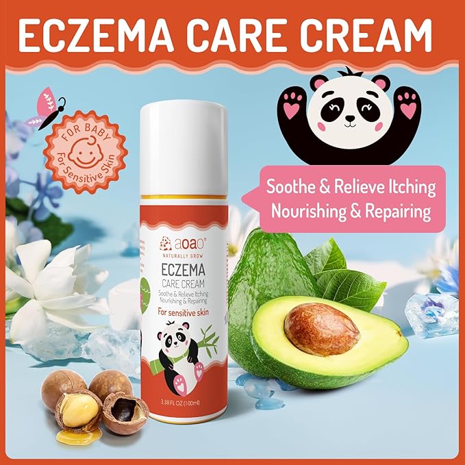 Baby Eczema Relief Cream, Eczema Treatment for Kids with Chrysanthemum, Multi-Purpose Baby Skin Relief Cream, Gentle On Sensitive Skin Prone To Baby Eczema, Hypoallergenic & Steroid-Free, 3.38oz