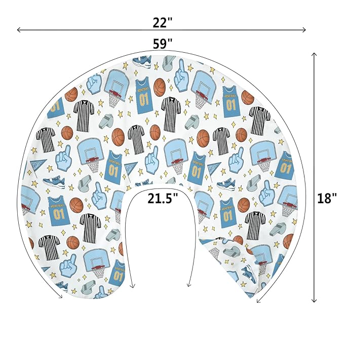 Basketballs Baby Nursing Pillow Covers for Boy Girl Basketballs Fan Stars Suits Nursery Pillowcase for Breastfeeding Pillows Outdoor Sports Lovers Gift Soft Stretchy Slipcover for Newborn Infant