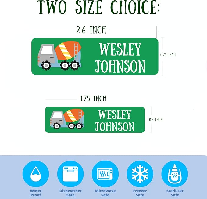 128 Custom Waterproof Dishwasher Safe Kid Name Labels for Daycare, School Supply, Baby Bottles, Lunch Boxes and Cups, Travel. Cute Personalized Design Name Stickers (Pattern 9)