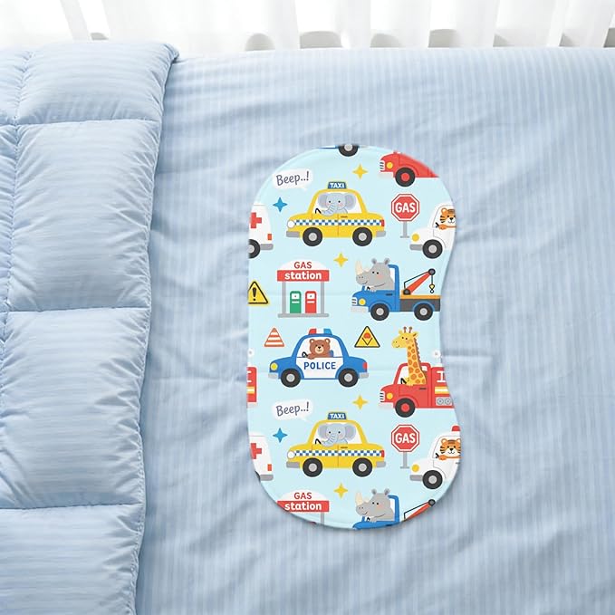 4 Pack Blue Burp Cloths Baby for Boys Girls,Soft Cotton,Traffic Car Theme Design,Super Absorbent Burping Clothes Burp Rags for Newborn,Machine Washable and Reusable Baby Spit-Up Cloths,20x10inches