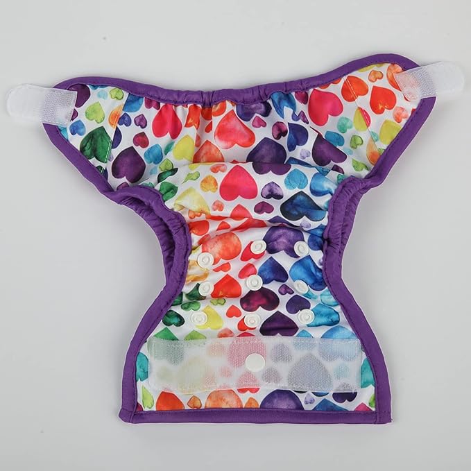 Newborn Baby Cloth Diaper Cover Nappy Hook and Loop (Multicolor Hearts)