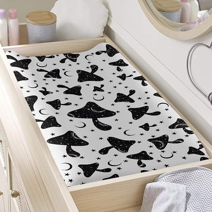 Changing Pad Covers for Boys Girls, Fashion Mushroom Diaper Changing Table Pad Cover Soft Breathable Changing Mat Cover for 32''x16" Cute Birthday Gifts for Baby