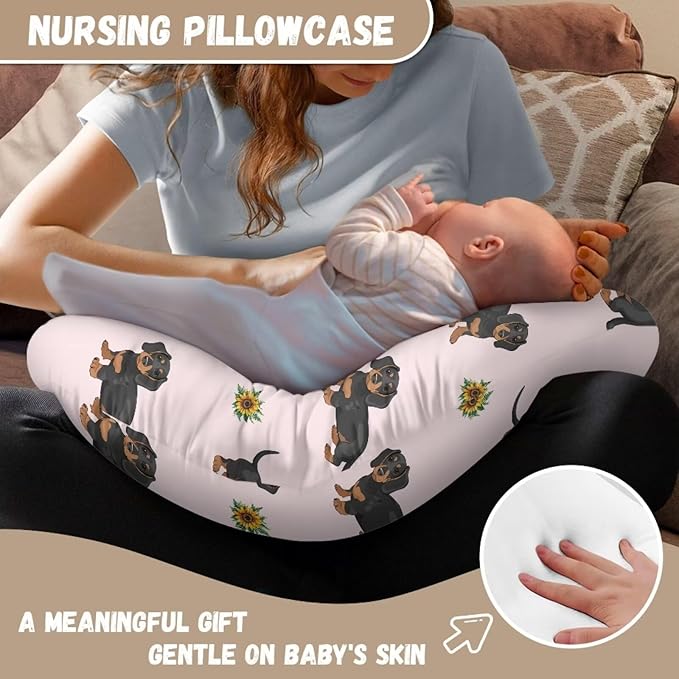 Dachshund Nursing Pillow Covers for U-Shaped Nursing Pillow Nursing Pillow Case for Newborn Boys Girls Hidden Zipper Design Soft and Skin-Friendly