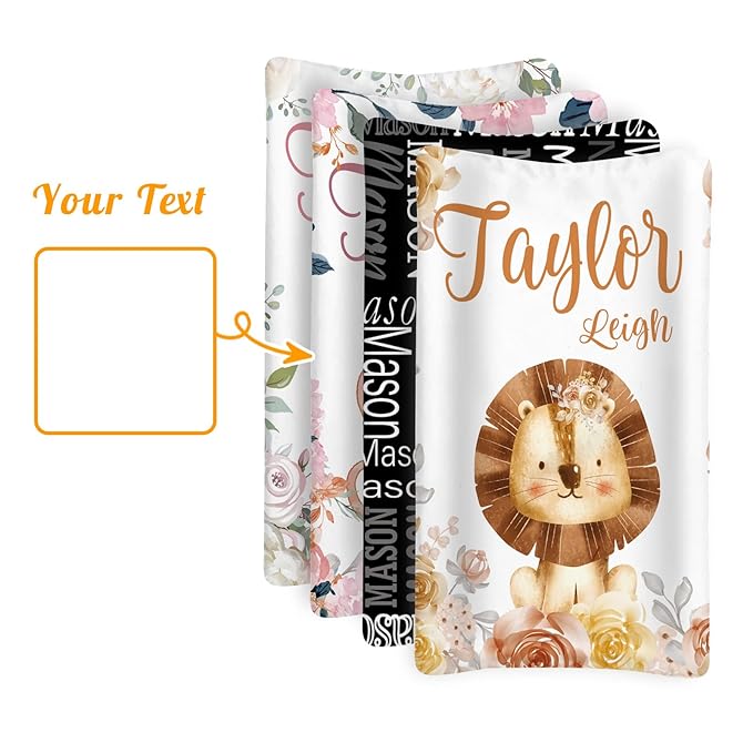 Custom Changing Pad Cover Set - Jersey Knit Comfy CozyUltra Soft Unisex Diaper Changing Table Covers with Personalized Name for Baby Boys Girls - Waterproof Ultra Soft 4 Pcs Set Style15