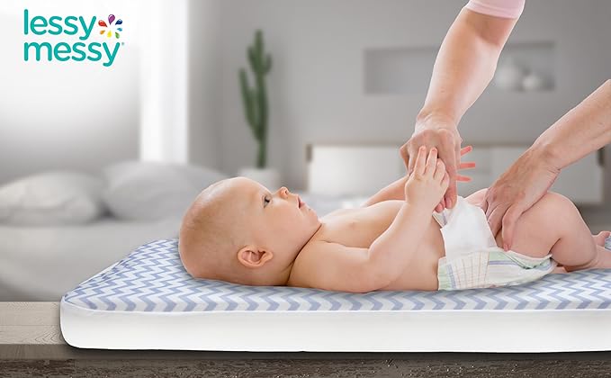 Leak-Proof Changing Pad Cover (32×16×4) — Soft, Hygienic Unique Machine Washable & Dryer Safe,Snug Elastic Edges Perfect for New Parents (Blue)