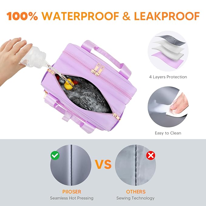 PIIOSER Breastmilk Cooler Travel Bag with Ice Pack, Compatible with Wearable Breast Pumps & Accessories - Portable Hands Free Breast Pump Carrying Case for Nursing & Working Moms, Purple