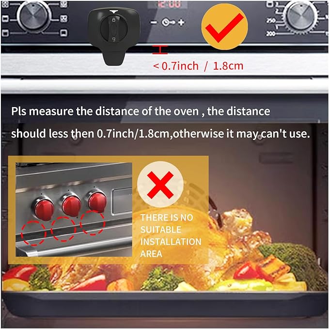 Knob Switch Child Proof Oven Lock Baby Safety Oven Door Lock for Toddlers Heat-resistant Adhesive no Tools Need or Drill (Black-1Pcs)