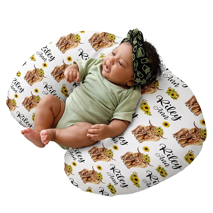 Dyoart Custom Baby Nursing Pillow Cover for Nursing, Highland Cattle Theme Removable Nursing Covers for Breastfeeding Pillows, Ultra Soft Comfortable Slipcover for Newborn Baby Boys and Girls