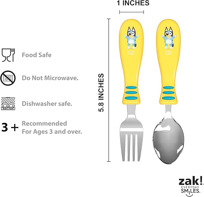 Zak Designs Bluey Kids Dinnerware Gift Set Includes Plate, Bowl, Tumbler, Water Bottle, and Utensil Tableware, Made of Durable Material and Perfect for Kids (6 Piece Gift Set, BPA-Free)