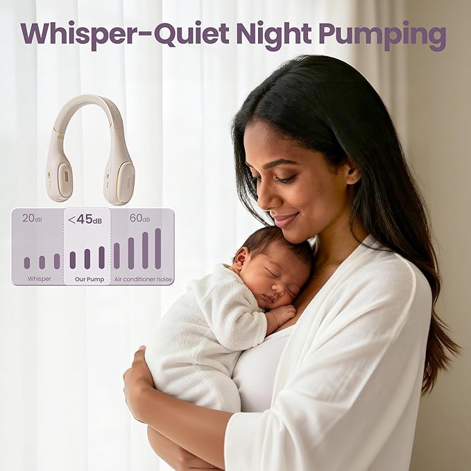 Neck Breast Pump Hands Free, Wearable Breastfeeding Pump with Hospital-Grade Suction, 4 Modes & 9 Levels, Portable Electric Ultra-Light Double Milk Pump with Voice Function, 28mm Flange, 2-Pack