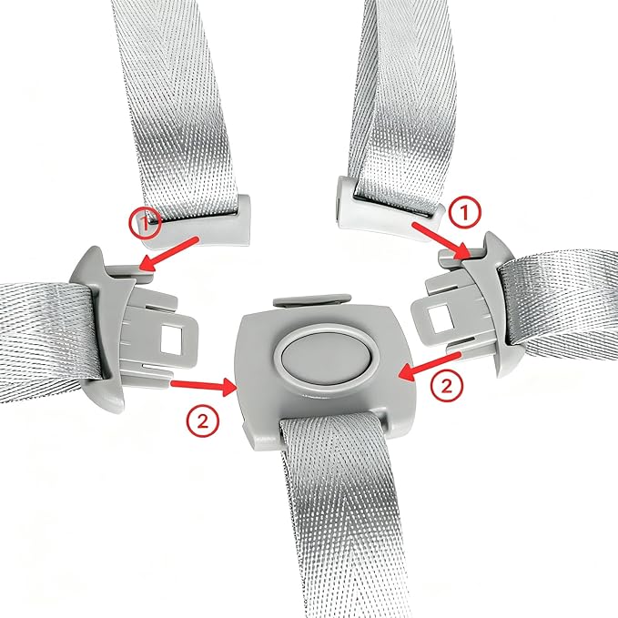 Two Pack High Chair Straps Set: 5 Point High Chair Straps Replacement Compatible with Graco and Most, Adjustable Sturdy Safety Strap Belt