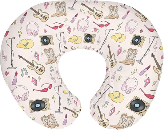 Pink Western Cowgirl Disco Nursing Pillow Covers for Girl Retro Cowgirls Music Star Era Nursery Slipcovers for Breastfeeding Pillows Wild West Desert Soft Stretchy Removable Cover for Newborn Infant