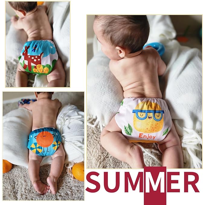 ALVA 3-Pack Reusable Swim Diapers (Small, 10-19 lbs) - Adjustable, Waterproof, Unisex Incontinence Protector for Baby Boys & Girls - Eco-Friendly, Fashionable Design