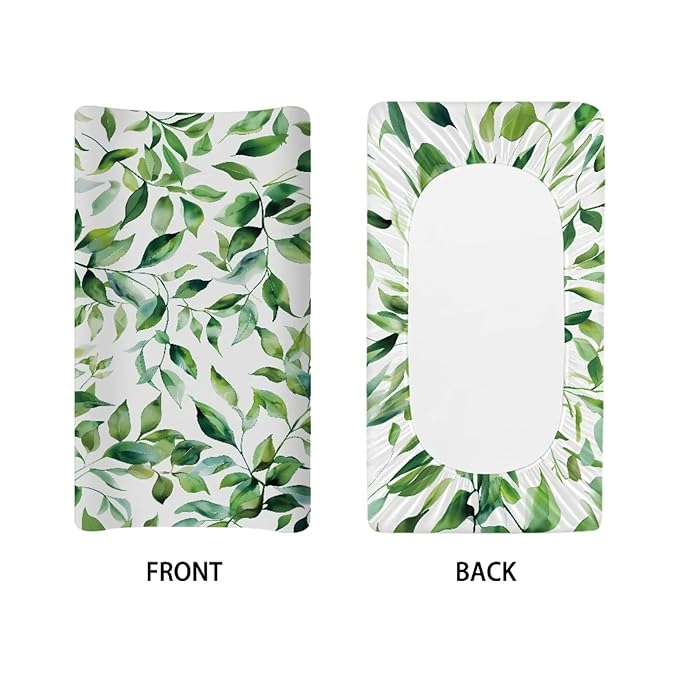 ZDCUSTOM Green Leaves Changing Pad Cover Baby Changing Table Cover Soft Changing Pad Sheets Diaper Changing Table Covers for Girls Boys