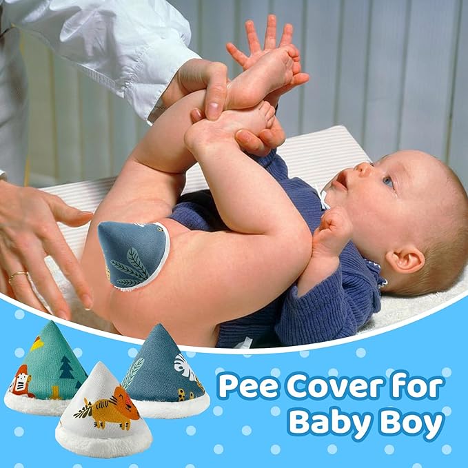 BISENKID Coral Velvet Pee Covers Baby Boy New Technology Fabric Reusable Pee Cap Diaper Changing Accessory for Boys 10 Packs
