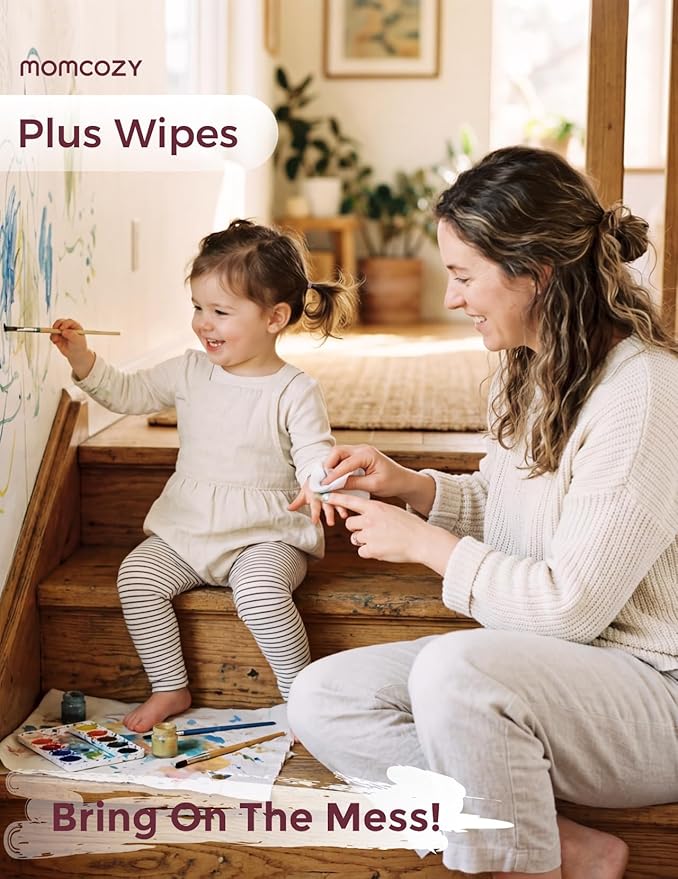 Momcozy Baby Wipes-Extra Large Size Design, 99% Water Based, Unscented & Hypoallergenic, Cleansing & Moisturizing Baby Wipes for Sensitive Skin, 8 Flip-Top Packs (480 Wipes Total)