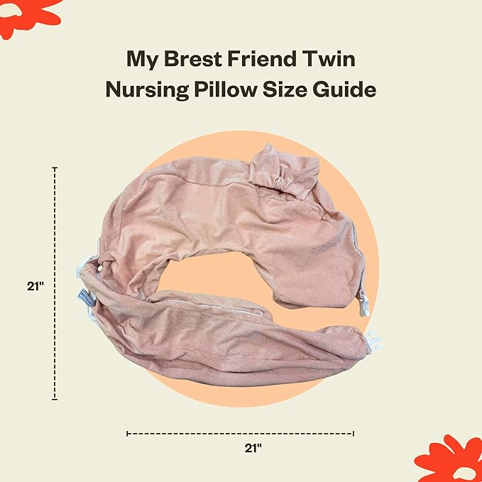 My Brest Friend Twin Nursing Pillow Cover – New and Improved with Integrated Waterproof Liner, Slipcovers for Baby - Adjustable Fit, Easy Care, Durable - Twin Nursing Pillow Not Included, Soft Rose