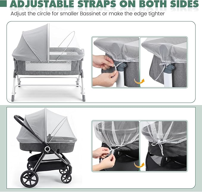 Orzbow Bassinet Cover for Cats - Breathable Mosquito Net Cover for Cradles/Travel Cribs/Mini Cribs, Baby Mosquito Net to Keep Pets Out, Baby Bassinet Accessories, Two-Way Self-Locking Zippers, White