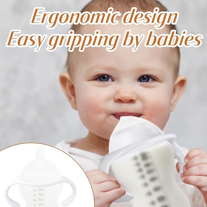 4pcs Baby Bottle Handles for Tommee Tippee, Ergonomic Non-Slip Grip BPA-Free Bottle Holder for Newborn Infant Hands Free Feeding (Blue, White)
