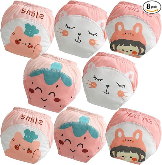 Potty Training Underwear for Girls 5T, Soft Cotton Reusable Potty Training Pants for Toddlers 8 Pack,Toilet Training Pants for Girl