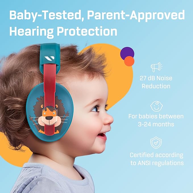 Vanderfields - Hearing Protection Ear Muffs - Over 33 dB (2K Hz) Broad Noise Cancelling Sound Reduction - Baby and Toddlers