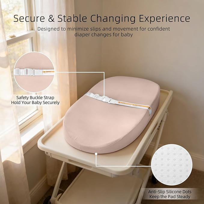 Muslin Baby Changing Pad with Waterproof Lining Foam, Diaper Changing Pad Topper, Changing Table Pads with Muslin Cover for Dressers