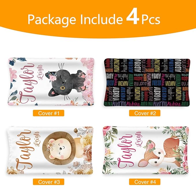 Custom Changing Pad Cover Set - Jersey Knit Comfy CozyUltra Soft Unisex Diaper Changing Table Covers with Personalized Name for Baby Boys Girls - Waterproof Ultra Soft 4 Pcs Set Style23