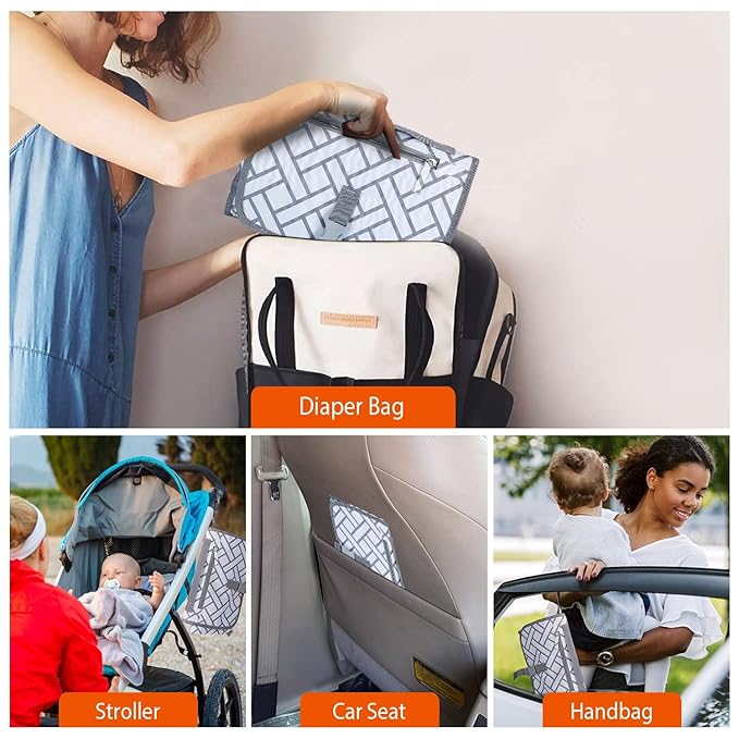 Portable&Foldable Diaper Changing Pad, Moclever Detachable Travel Changing Mat with Waterproof & Easily Cleanable Folding Nappy Changing Travel Mat,Newborns Essentials, Baby Shower Gifts-Grey