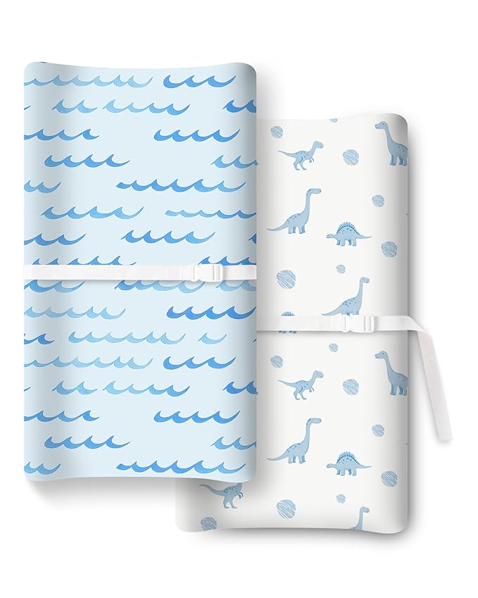 Extra Stretchy Changing Pad Cover, Ultra Soft Premium Jersey Knit Changing Pad Sheets, Unisex for Boys Girls, Fits All Standard Changing Tables/Dresser Tops - 2 Pack